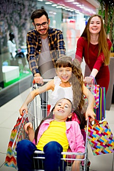 Happy family shopping