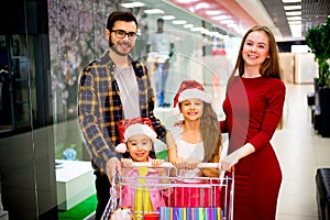 Happy family shopping