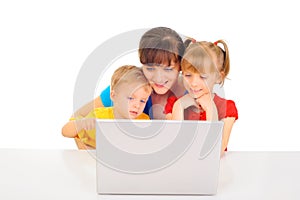 Happy family shopping online