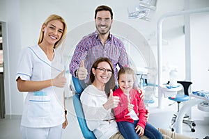 Happy family with a smiling young dentist