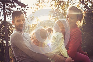 Happy family spending time together.