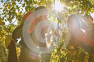 Happy family spending time together. Autumn season.