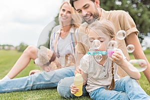 happy family spending time together and child