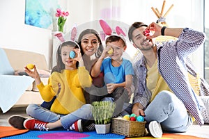 Happy family spending time together during Easter holiday