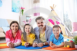 Happy family spending time together during Easter holiday