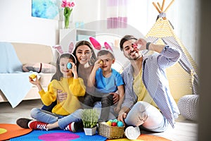 Happy family spending time together during Easter holiday