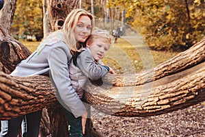 Happy family spending time together outdoor. Lifestyle capture, rural cozy scene