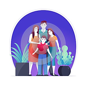 Happy family are standing pose. Vector illustration