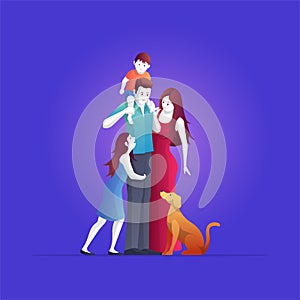 Happy family are standing pose. Vector illustration