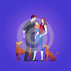 Happy family are standing pose. Vector illustration