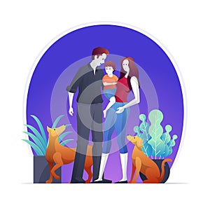 Happy family are standing pose. Vector illustration