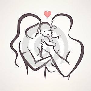 Happy family stylized vector symbol