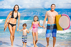 Happy Family with Surfboards