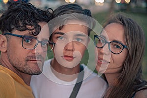 Happy family taking a photo