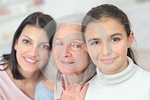 Happy family three generations smiling