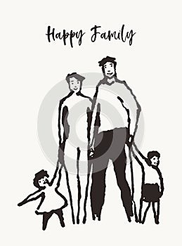 Happy family together mother father sister vector