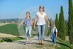 Happy family in Tuscan