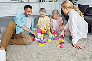 happy family with two little children