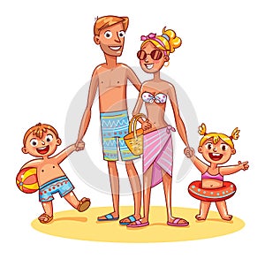 Happy family on vacation. Summer recreation