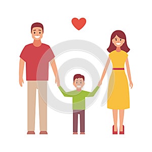 Happy family. Vector flat design illustration on white background