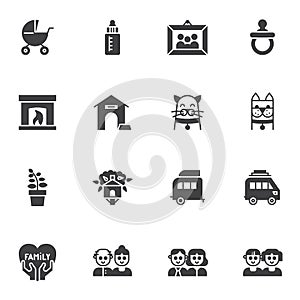 Happy family vector icons set