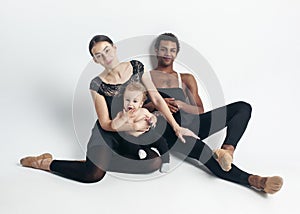 A happy family on white background