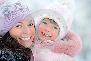 Happy family in winter