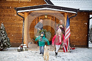 Happy family in winter -family, childhood, season, holidays and