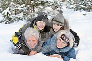 Happy Family in winter park