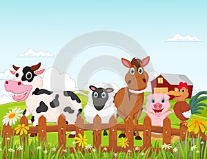 Happy farm animal cartoon collection