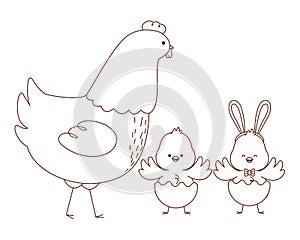 Happy  farm animals outline