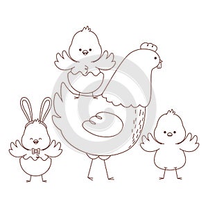 Happy  farm animals outline