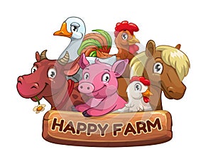 Happy farm title banner for game design.