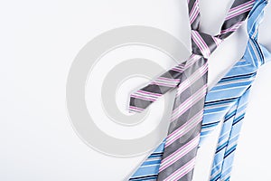 Happy Father Day background concept with blue and pink necktie on white background with copy space for text