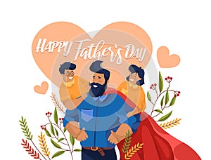 Happy Father Day greeting card or vector banner.