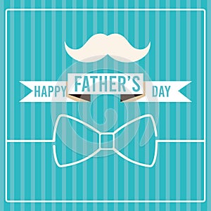 Happy father day vintage invitational card with bowtie and mustache Vector