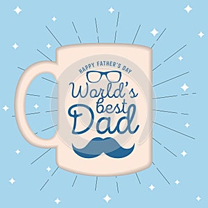 Happy father day vintage invitational card with coffee mug Vector