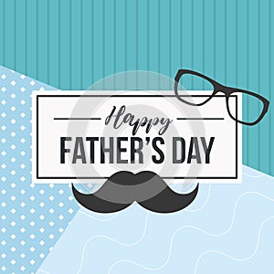 Happy father day vintage invitational card with glasses and mustache Vector