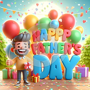 Happy father's day 3d text desgin