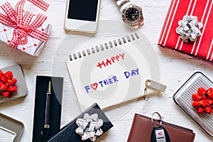 Happy Father`s Day background concept. Set of men`s clothing and