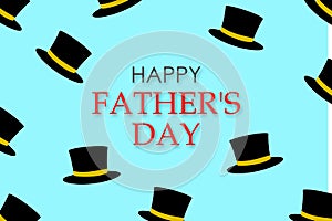 Happy father`s day background. Many cylinder hats on a blue background. Congratulatory background.