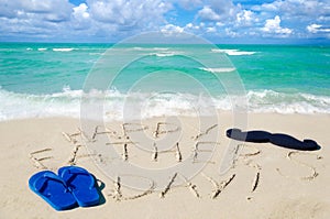 Happy Father`s Day Background on the Miami beach