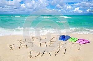 Happy father`s day background on the Miami beach