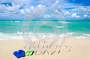 Happy father`s day background on the Miami beach