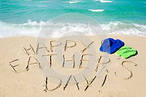 Happy father`s day background on the Miami beach