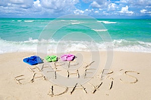 Happy father`s day background on the Miami beach