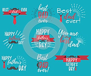 Happy Father`s Day banner and giftcard. Vector Illustration.