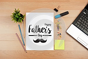 Happy Father\'s Day card with office supplies.