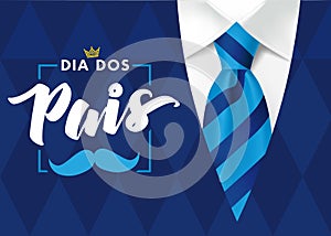 Happy Father`s Day card in portuguese words - Dia Dos Pais