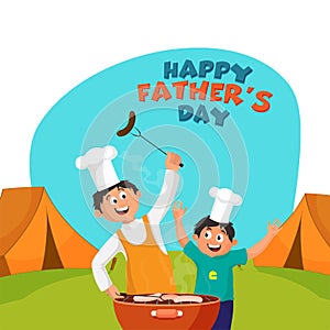 Happy Father`s Day celebration concept with Son and Father Duo,